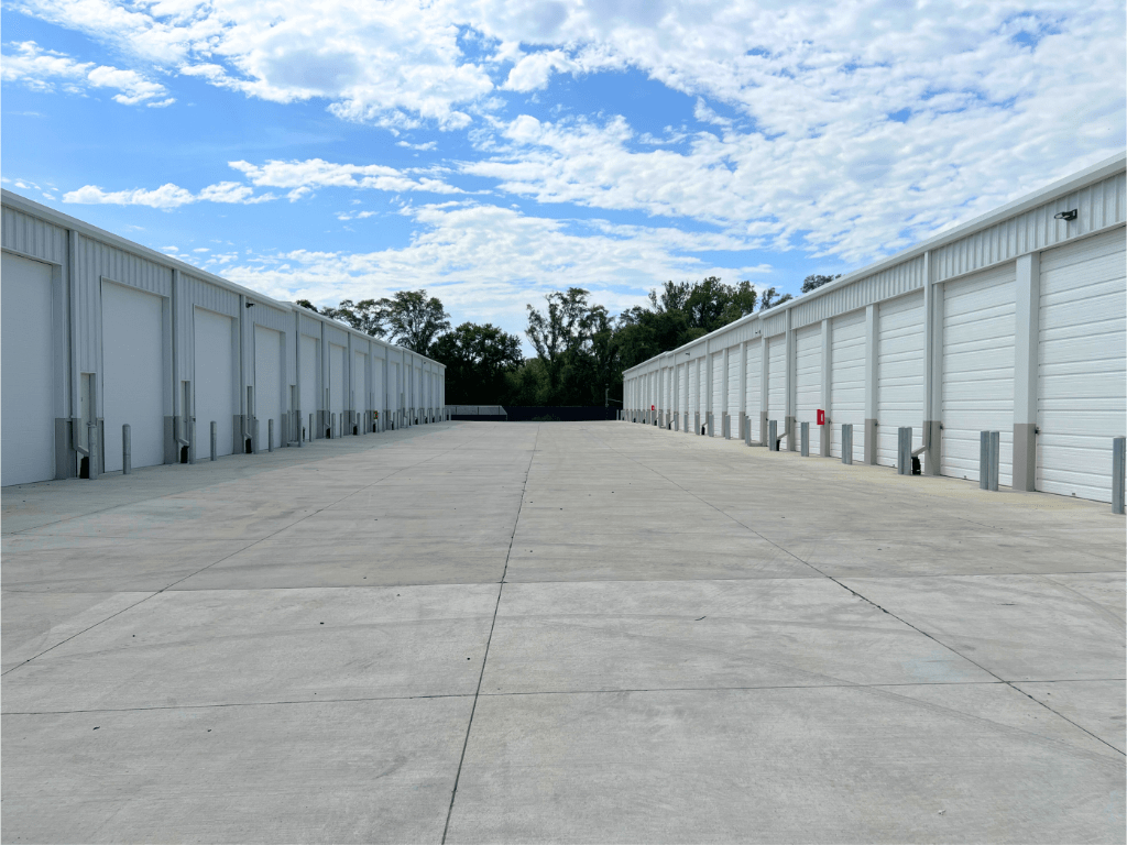 contractor bays and concrete drive lane
