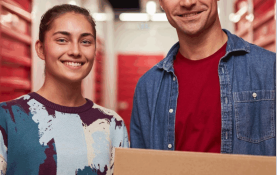 Packing home items and boxes to determine the right self-storage unit size