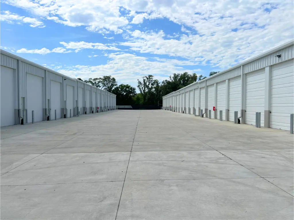 contractor bays and concrete drive lane