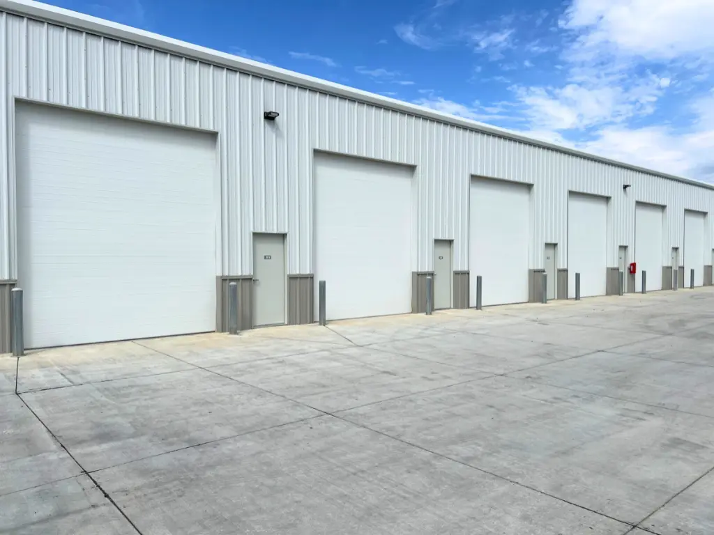 contractor bays and concrete drive lane