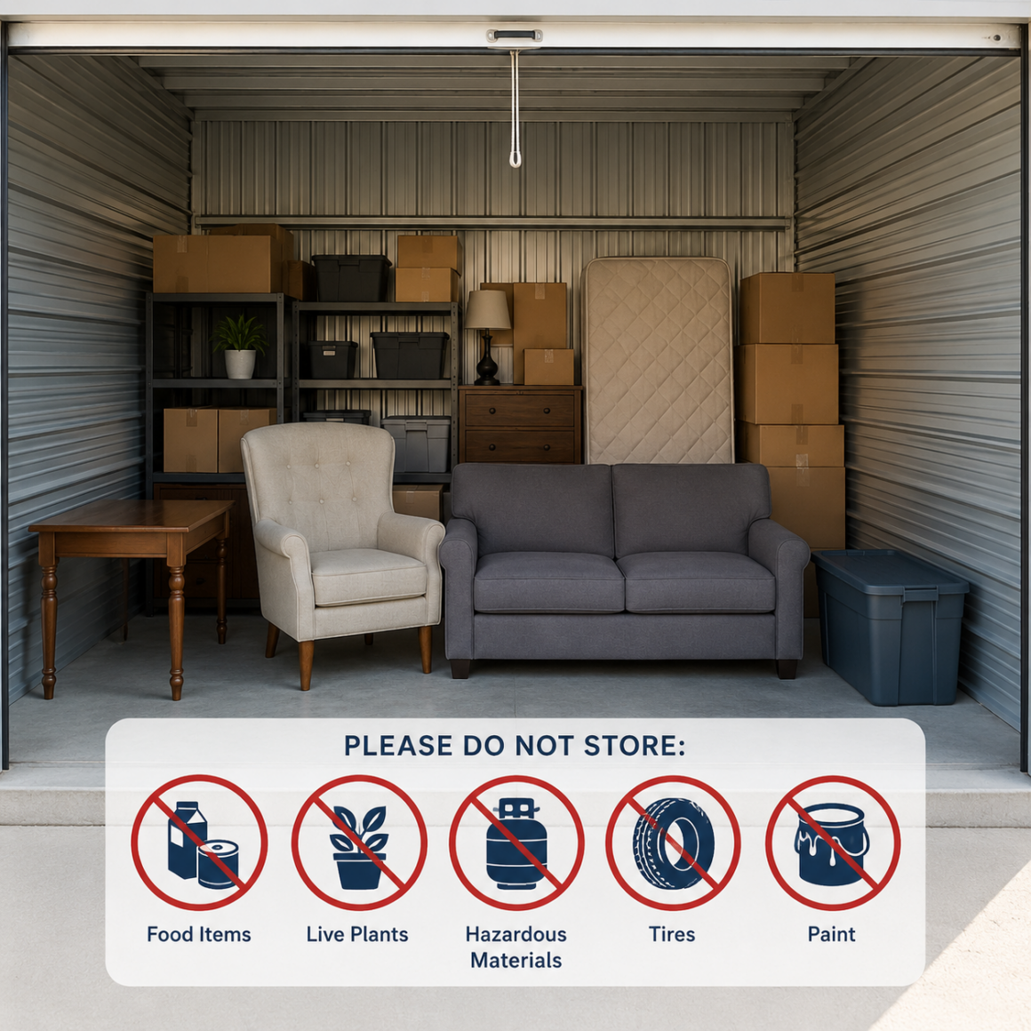 organized storage unit interior