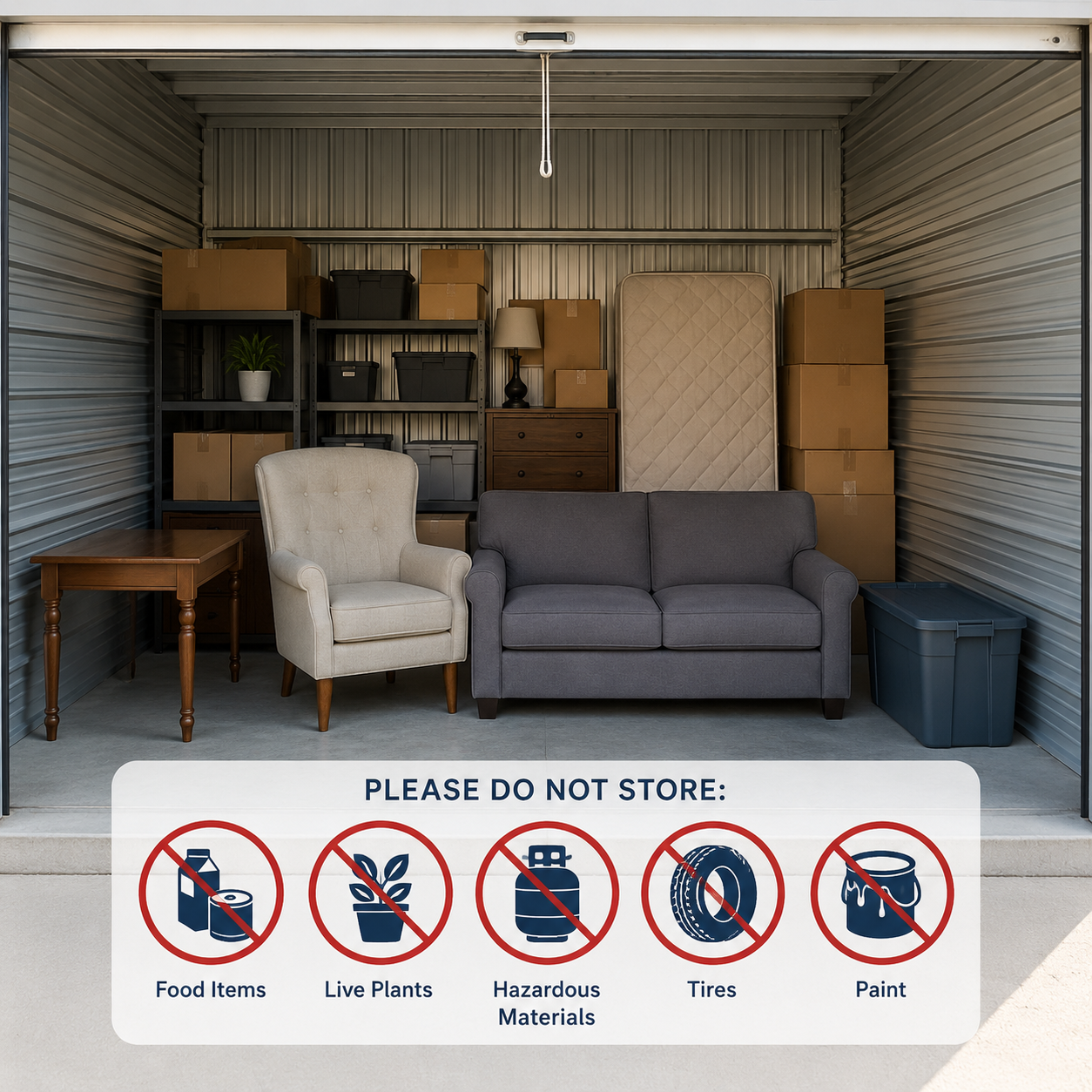 organized storage unit interior